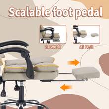 Ergonomic Office Chair, Gaming Chair, High-Back Chair, Sturdy Armrests, Extendable Footrest, Suitable For Entertainment And Office Use - Gold - View 7