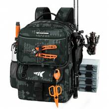 50L BaitSpace Fishing Tackle Backpack With Removable Bait Binder & 4 Tackle Boxes, Rod Holders Storage Fishing Gear - Black Camo - View 11