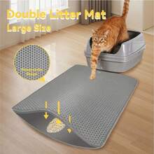 1pc Grey Cat Litter Mat, Small Size Litter Box Mat, Anti-Splash Anti-Tracking, Large Double-Layer EVA Material, Filtration Washable Leak-Proof Litter Mat, Convenient Cleaning, Multiple Sizes Available, Pet Cat Litter Mat - Grey - View 5