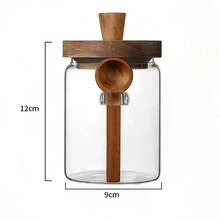 Bộ 3 hũ thủy tinh borosilicate tích hợp thìa gỗ, nắp gỗ kín hơi, vòng đệm silicon, vân gỗ óc chó, nắp kín giữ nhiệt giúp giữ độ tươi ngon và hương thơm, trong suốt và dễ vệ sinh. - Nhiều màu - Xem 10