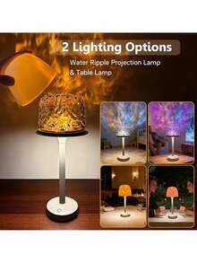 Shower Lamp - Waterproof Bathroom Lamp With 16 Color Ocean Wave Projector, Rechargeable Shower Light With Touch & Remote Control, Cordless Light For Inside Shower/BathtubWater Ripple Aurora Projection Desk Lamp - 彩色 - 查看 2