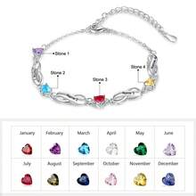 1pc Personalized Family Birthstone Bracelet, Silver Tone Chain, Mother's Day Gift, Gift For Her, Women's Jewelry, Silver Jewelry, DIY Jewelry, Jewelry For Her, Ideal Gift For Birthday, Anniversary, Perfect Gift For Women, Girls, Wife, Suitable For Dating, Party, Daily Wear, Engagement, Wedding, Bridal Jewelry, Also A Great Birthday Gift For Mom, Grandma, Girlfriend, Wife - Multicolor - View 3