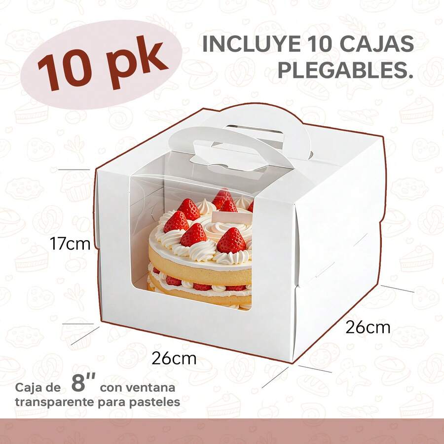 Pastry Packaging Boxes - 10PK 8-inch White - View 1