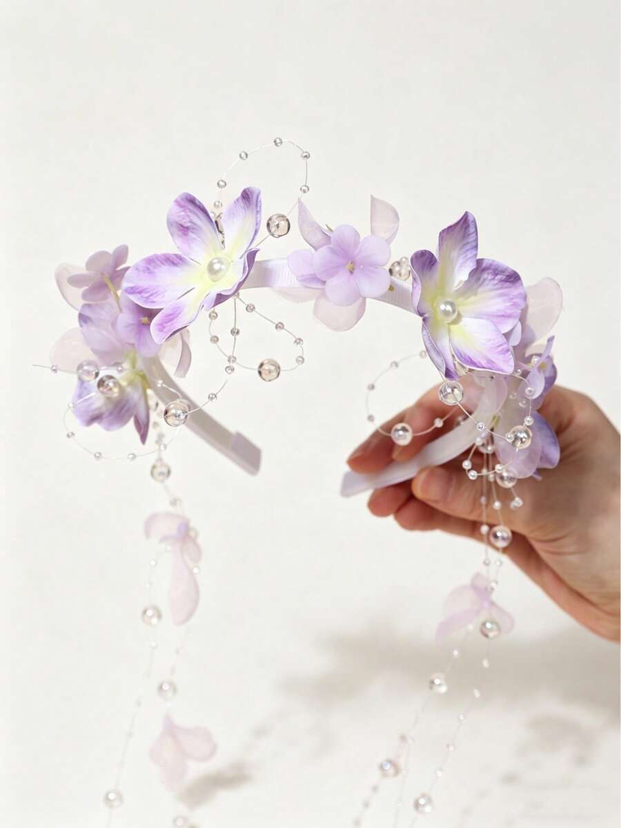 1 peça de véu vintage elegante roxo com borla para a cabeça, adequado para casamentos, festas, corridas, como acessório de cabelo, festivais e aniversários. - Roxo Malva - Ver 1