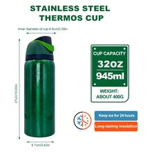 OwaIa Green Note Melody Large Capacity Stainless Steel Water Bottle, 32oz/945ml With Straw, Exquisite Look, Double Wall Insulated For Hot&Cold Drinks/Iced Water, For Leisure Work Sports Indoor Outdoor, Ideal For Students Office Workers, Perfect Gift Choice - màu xanh lá - Xem 7