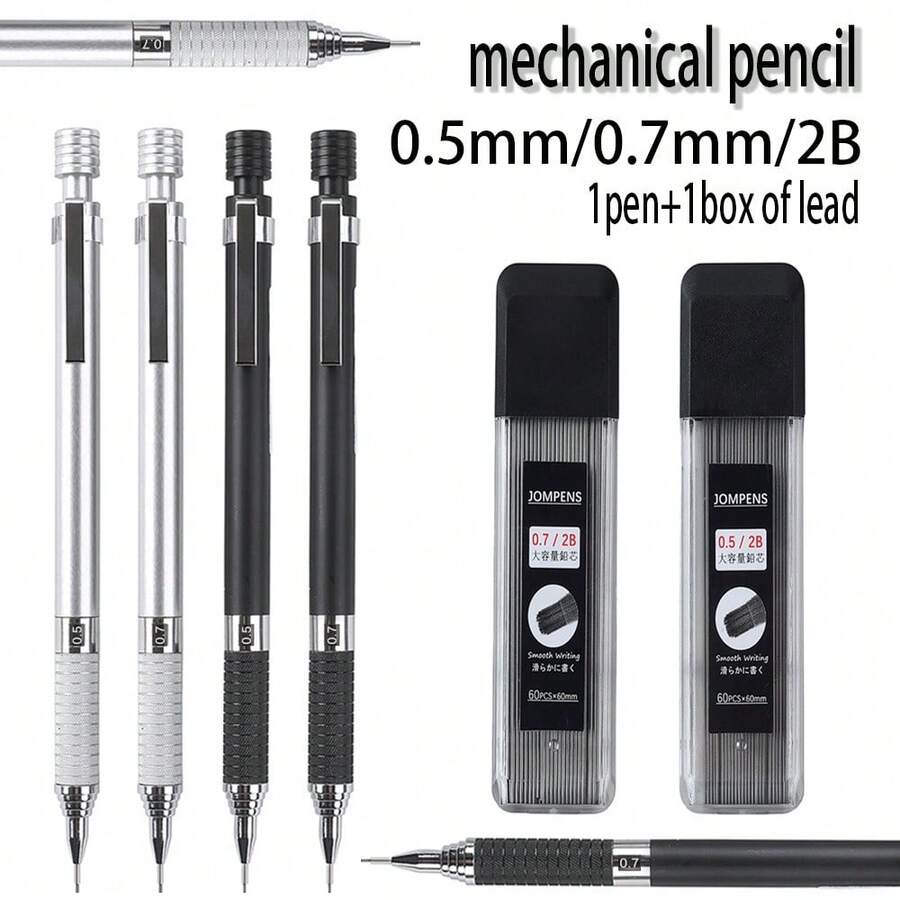 Bút chì bấm kiểu tối giản, ngòi tự động 0.5mm, văn phòng phẩm viết và vẽ mượt mà. - Lõi chì gửi 0,5mm - Xem 1