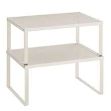 SONGMICS Estantes para especias juego de organizadores de estante de gabinete de metal organizadores de encimera elevadores de estante apilables expandibles color UKCS00K0 - Avena beige - Ver 9