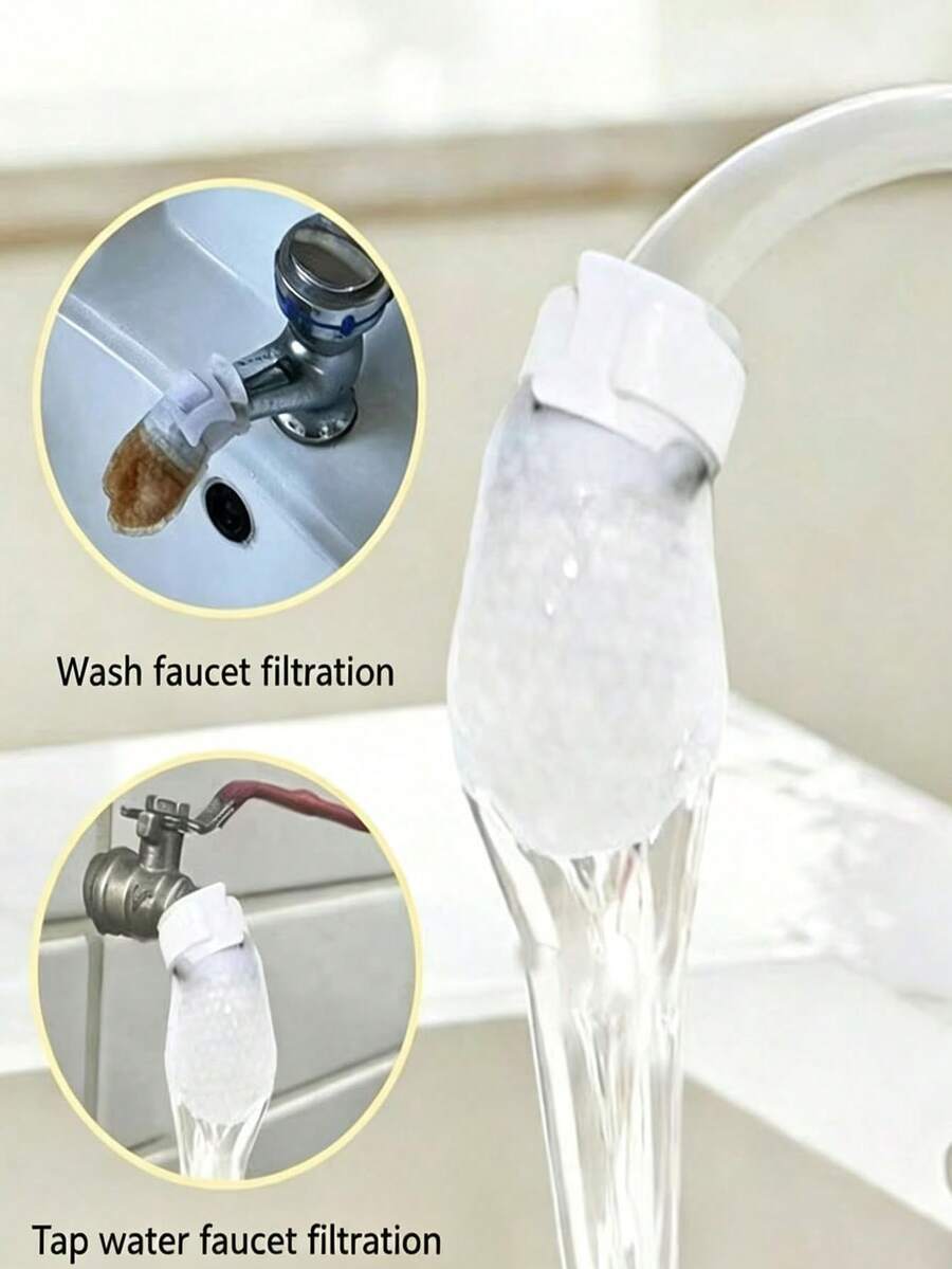 10/50/100/150/200 Sätze Wasserhahn Filter Baumwollbeutel, Wasserhahn Filterbeutel, Wasserhahn Filter Baumwollbeutel für Küchenspüle für Kalt- und Warmwasserhähne, filtert den gesamten Kalk, Sand und Ablagerungen - Übersicht 1