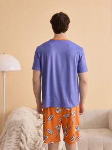 Noctvar OBM Sleepwear X LOONEY TUNES 夏季輕薄棉質男短袖短褲睡衣套裝，卡通印花休閒家居服兩件套 - 彩色 - 查看 7