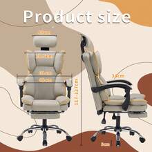 Ergonomic Office Chair, Gaming Chair, High-Back Chair, Sturdy Armrests, Extendable Footrest, Suitable For Entertainment And Office Use - Gold - View 3