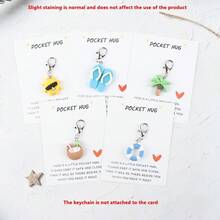 5个/10个卡通海滩系列树脂钥匙扣，可爱太阳椰子树椰子人字拖设计，是夏季海洋主题派对的完美礼物，也是夏威夷主题工艺品的理想之选。 - 彩色 - 查看 12