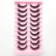 5D Faux Mink False Eyelashes 10 Pairs, Fluffy Soft Crisscross Style, Natural Extension Thick Voluminous Daily Lashes - Black - View 9