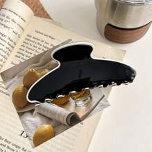 2pcs/1pc High-Quality Large 10cm Black White Acetate Hair Claw Clips,Elegant Curved Hair Claw Barrette,Hair Accessories For Women - Multicolor - View 16
