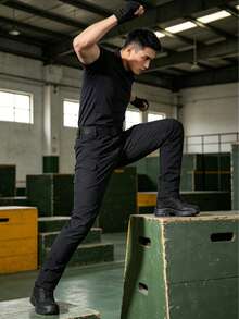 Men's Tactical Multi-Pocket Pants, Casual Waterproof Trousers, IX7 - Negro - Ver 2