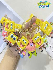 SpongeBob SquarePants 1个海绵宝宝卡通钥匙扣，可爱挂件，可挂在车钥匙、背包上，是节日和生日礼物的理想之选。 - 彩色 - 查看 1