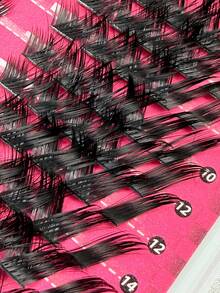 90 Pcs C Curl Faux Mink Eyelashes Thick Volume Lashes Extension 9 Trays Eyelashes Makeup Tool Left & Right Eyelashes Individual Clusters Bulk Lashes For Home Use Suitable For Daily Makeup And Costume Cosplay - C - View 6