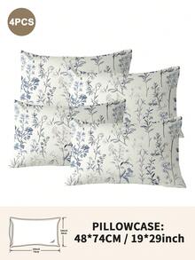 1pc/2pcs/4pcs Polyester Flowers And Plants Floral Plant Print Pillow Cover Set (Pillow Inner Not Included), Soft & Comfortable, Suitable For All Seasons,Perfect For Home Dorm Apartment Guest Room Vacation Rental & Gift-Giving - Multicolor - View 4