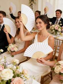 折扇，白纸扇，空白彩色折扇，手绘扇，DIY空白扇，白纸手扇，竹扇，白色婚礼折扇，可折叠手扇，DIY白色工艺扇，可定制白色手扇，可折叠纸扇 - 便携式派对和婚礼用品，礼品装饰婚礼扇，节日，配件 - 彩色 - 查看 6