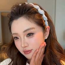 2026 Nuovi arrivi Fascia per capelli con nodo intrecciato e pettine dentato per dare più volume, stile coreano, indossabile in entrambi i versi - Albicocca - Visualizzare 3