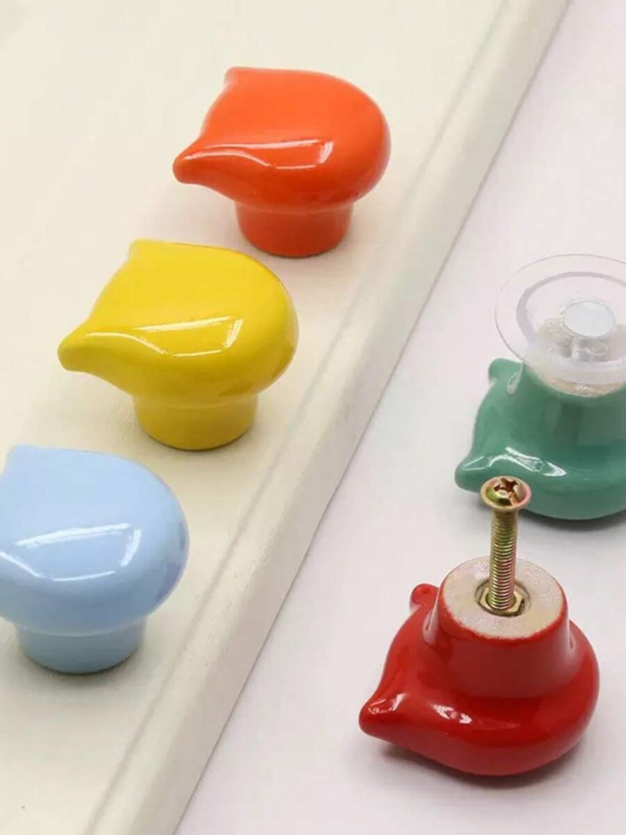 Bộ 3 tay nắm hình trái tim bằng gốm sứ, bề mặt kim loại được đánh bóng, tay nắm ngăn kéo hình trái tim màu hồng, thích hợp cho tủ, đồ nội thất và tủ giày. - Nhiều màu - Xem 1