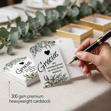 50pcs Spanish "Thank You" Gift Tags, Eucalyptus Green Wedding Favor Tags, 300g Cardstock, Suitable For Bridal Shower Party Celebrations (Tags Only, No String Included) - B - View 6