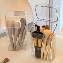 1pc Makeup Brush Holder With Lid, Dustproof Design Suitable For Eyebrow Pencils, Makeup Brushes, Hair Clips, Ideal For Vanity, Bathroom, Desk Storage, Brush Holder, Cosmetic Display - A - View 4
