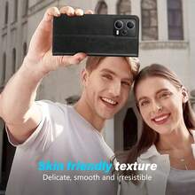 ZZXX Funda protectora de teléfono móvil de piel sintética de lujo con [bloqueo RFID], ranura para tarjetas, soporte, fuerte cierre magnético, plegable, protección contra golpes y caídas, compatible con iPhone, Galaxy, , para uso empresarial - Negro - Ver 8