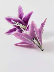 2pcs Bohemian Style Purple Faux Lily Flower Elegant Sweet Beach Holiday Side Bangs Hair Clip Headpiece,Festival,Party - 2 PCS Purple - View 5
