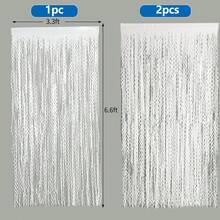 3入白色門飾鋁箔背景簾，亮白色金屬質感亮片鋁箔簾，3.3x6.6英尺，生日裝飾拍照亭背景道具，新娘派對慶祝派對背景，婚禮、迎新派對、節日慶典派對小物 - 查看 10