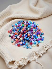 30 piezas de 16G Pendientes de bola redonda de acero inoxidable hipoalergénicos de colores surtidos, anillos de lengua de color caramelo acrílico clásicos, entrega de color aleatorio - Multicolor - Ver 4