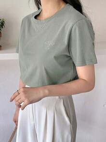 Camiseta con gráfico de letra - verde menta - Ver 6