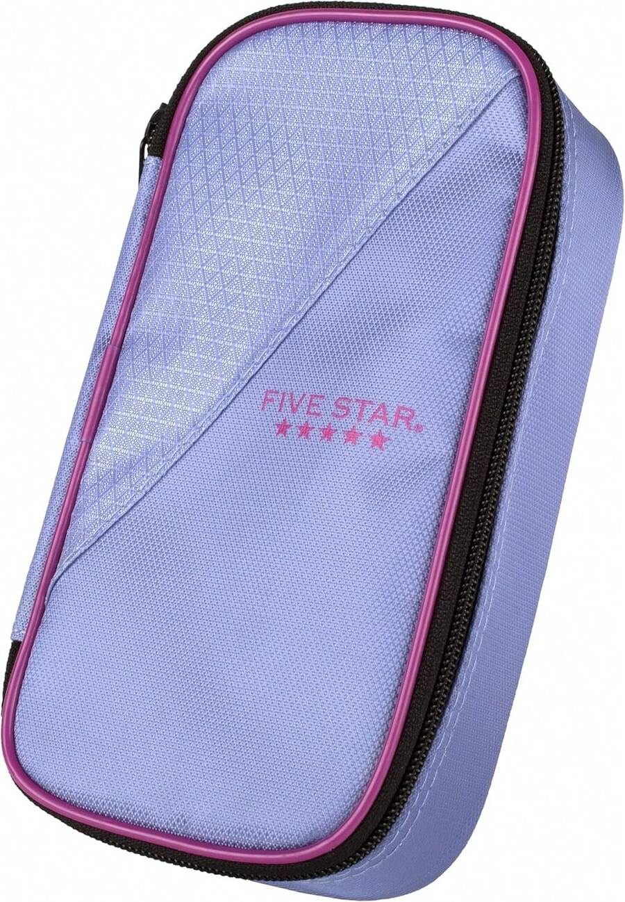 Five Star Pencil Pouch, Pen Case, High-Capacity Zipper Pouch, Storage Organizer For School Supplies Earbuds Chargers Cables Makeup, Lilac/Berry (500211F-ECM) - ColorC - View 1