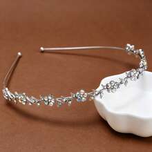 Bandeau élégant avec strass et fleurs - Tiare de princesse en alliage pour mariages, fêtes et tenue décontractée - Style diamant AB - Voir 6