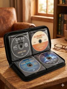 1個 40片容量CD/DVD收納盒 - 便攜式收納錢包與整理盒，適用於居家、旅行與車用 - 耐用保護媒體盒，桌面收納與展示盒，車用整理袋 - 彩色 - 查看 8