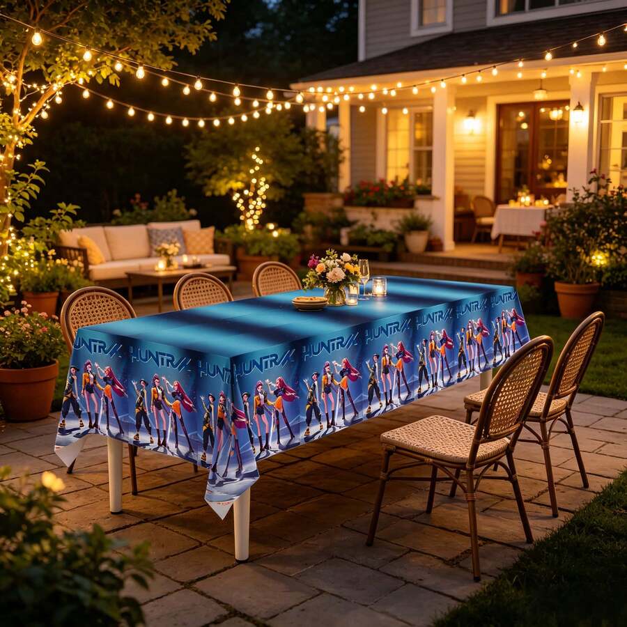 1 Set Mantel Temático K-POP D-Emon H-Unters, Tela Decorativa Impresa con Personajes de Escenario, Resistente al Agua, Decoración para Eventos de Fans Adultos - Multicolor - Ver 1