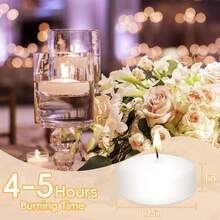 120/60/30/15/10/5 chiếc Nến nổi, Nến thơm, Bóng bay nổi, Nến trang trí đám cưới, Thích hợp cho nến khách sạn, Sáp nổi, Nến nổi, Nến trà, Nến cưới lãng mạn, Nến trang trí trung tâm bàn tròn - Trắng - Xem 3