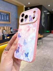 1 chiếc ốp lưng điện thoại chống rơi in hình bướm xanh tím UV, tương thích với Apple/Galaxy. - Hồng - Xem 3