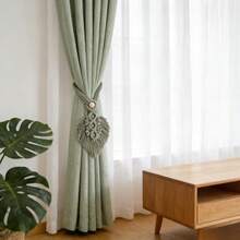 2 pièces Embrasse de rideau macramé, embrasses de rideaux de fenêtre de style bohème, décoration de feuilles tissées à la main pour embrasses de rideaux - 2 pièces - Voir 2