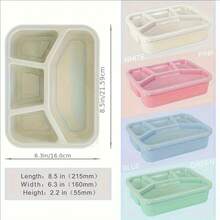 4-Compartment Premium Bento Box, High-Quality Transparent Lid, Dishwasher & Microwave , Multi-Color Options - Suitable For Office Workers And Students To Prepare Meals, Student Meal Solution, Food Portion Control, Leak-Proof Sealed Food Storage, Divided Food Container, Stackable Lunch Box, Reusable Tray, Perfect Kitchen Accessory - Multicolor - View 8