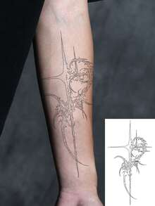 Tatuajes temporales de cruz y estrella que brillan en la oscuridad, duran de 1 a 2 semanas, adecuados para Halloween y fiestas, arte corporal llamativo, expresión única, diseño delicado, tinta de alta calidad - Halloween - Ver 4