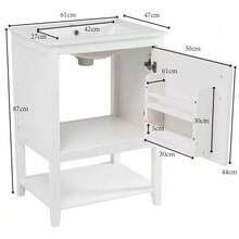 Single Bathroom Vanity Unit With Sink, 60cm Washbasin Unit With Ceramic Sink, With Shelf, White. - White - View 7