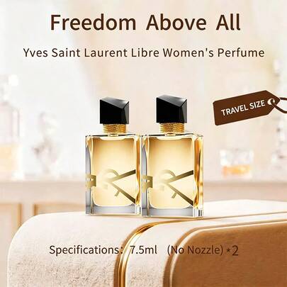 Yves Saint Laurent 2pcs YSL Libre Women's Perfume, 7.5ml/0.254fl Oz Mini Travel Size, No Sprayer, Bold Lavender, Elegant Orange Blossom, Tenacious Vanilla