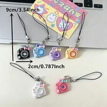 3pcs Cartoon Mini Macaron Phone Charms Keychains Camera Accessories, Girly Bag Charms Bag Accessories - Multicolor - View 5