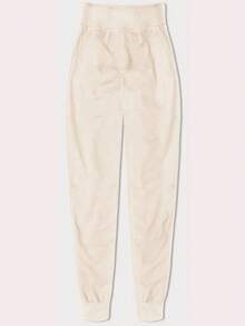 Thin Sweatpants, Sweatpants, Elastic Waistband With Drawstrings, Mid-Rise, 2 Pockets, Tapered Legs With Drawstrings, Sporty - Cream - View 4