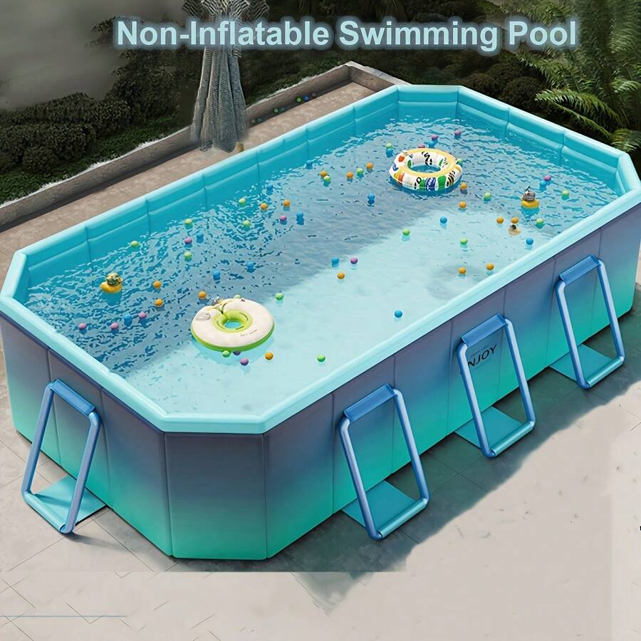 1pc Foldable Portable Swimming Pool, Easy To Install, Thickened Foldable Design, Durable PVC Material, No Installation Required, Suitable For Home Entertainment, All Season Use, Includes Multiple Components