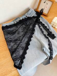 Khăn trùm đầu ren lưới đa năng, tạp dề eo kiểu retro, phụ kiện trang trí tiệc/đám cưới phong cách hippie, khăn bandana ren hoa đen, băng đô cài tóc đi biển, băng đô du lịch. - màu đen - Xem 7