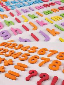 27/52/79pcs Magnetic English Letters And Numbers Fridge Magnets, Random Colors, Educational Teaching Tools, Suitable For Home Decor, Refrigerator Magnets, School Blackboard, Holiday Decorations, Soft Magnetic Material, Easter Gifts, Gifts For Friends And Family, Birthday And Graduation Favors - Multicolor - View 9