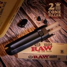 RAW Double Shot - 2 Cone Filler And Cone Loader - Stick Poker Included - For King Size Pre-Rolled Cones + Exclusive ESD RAW Mini Black Rolling Tray Keychain - ColorB - View 4