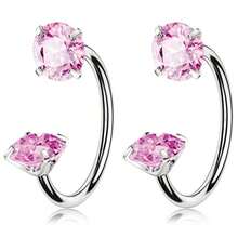 20G 0.8mm Horseshoe Nose Ring, Double Zirconia Surgical Steel Piercing Jewelry For Everyday Styling - Silver - View 10