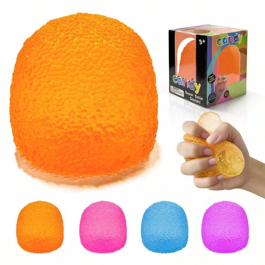 2026 New Color Squeeze Soft Candy - Stress Relief Toy, Squeeze Sensory Toy, , Suitable For Birthday/Party Gifts,Squishies Anxiety Stress Relief, Ice Squishy Stress Cube Malt Sugar Balls, Anxiety Relief, Sock Stuffing, Classroom Rewards - Candy Orange - 查看 1